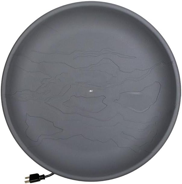 Wild Bird Lover’s Heated Deck Mount Bird Baths, Pack of 2 – 20" Diameter Heated Bird Bath Bowls with 150W Thermostat, 2" Deep Basins, Slate Finish, Perch Rim & Deck Rail Mounting Hardware