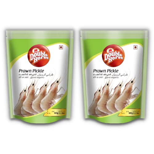 Image of Double Horse Authentic Kerala Style Prawn Pickle (500 Grams, Pack of 2) | Export Quality| Chemeen Achaar|Jheenga Achaar|Non-Veg Pickle|Hot & Spicy | Home Made