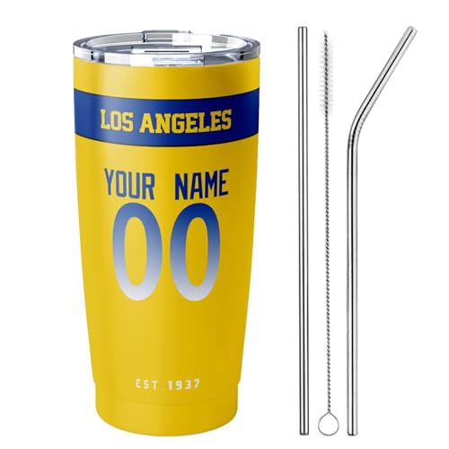 Image of ANTKING Los Angeles R Tumbler 20 oz Travel Coffee Cup Custom Name Number for Men Women Boy Gifts