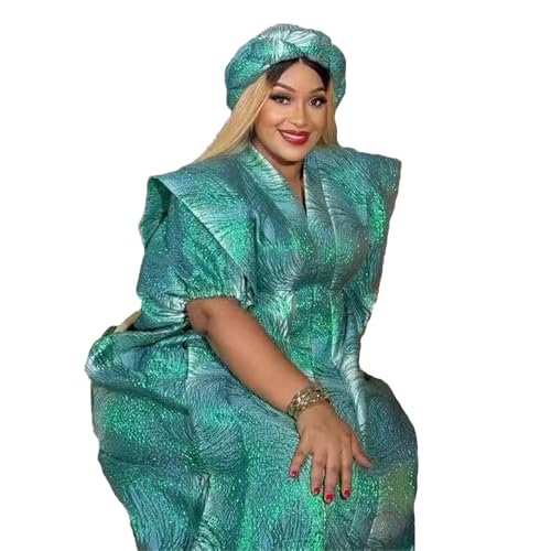 Image of HD African Print Dress for Woman Embroidery Pattern Maxi Dress