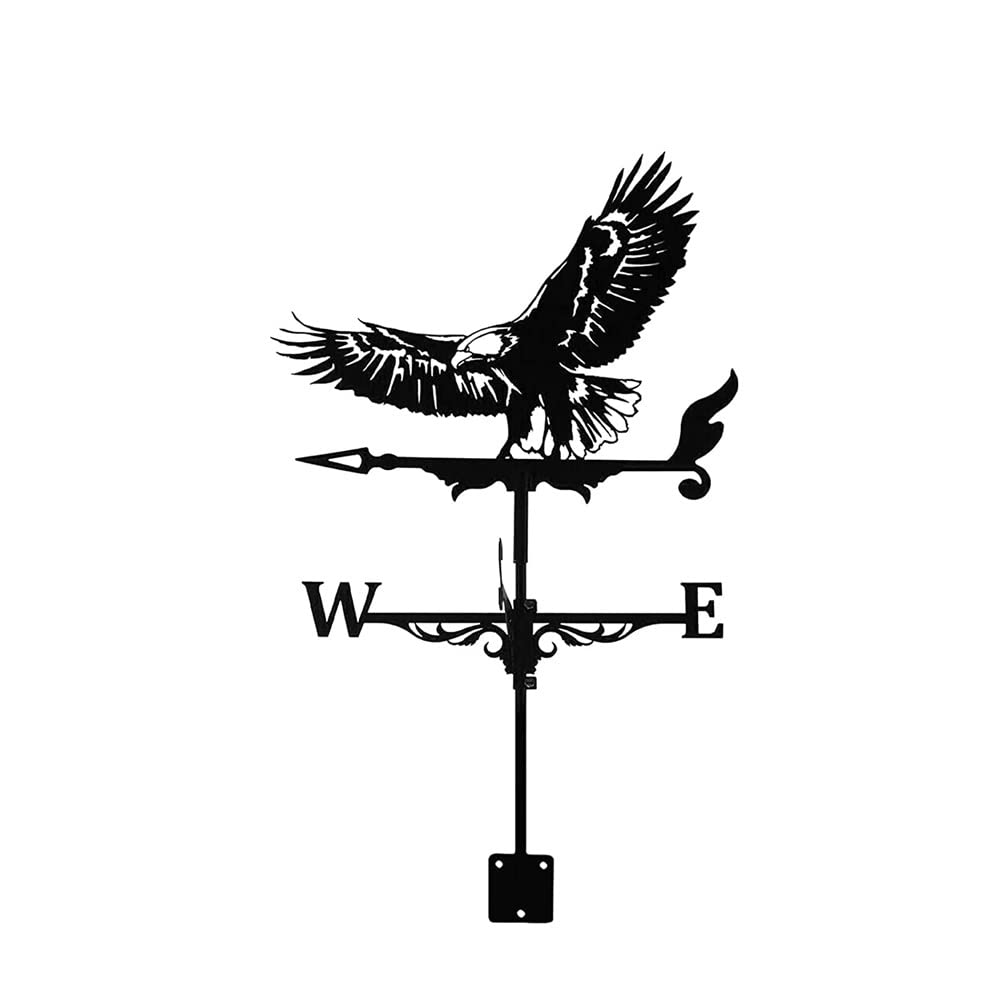 WIQUYBML Weather Vane, Metal Wind Direction Indicators Weathervanes, Eagle Sailboat Silhouette Roof Vanes for Outdoor Shed Yard Garden Lawn Decoration(Eagle)