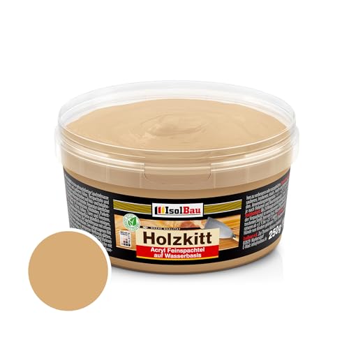 Isolbau - Holz-Spachtelmasse 250 g - Holzspachtel Holzkitt Außen und Innen - Holz-Reparaturspachtel - Holzreparaturmasse - Holz-Fertigspachtel - Schnelltrocknend - Eiche Natur (Nr. 24)
