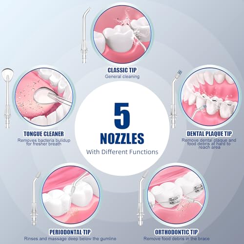 Miniatura 2 de Sawgmore - Irrigador Dental Eléctrico Con 10 Niveles De Presión Ajustables, 600 Ml De Capacidad, Irrigador Oral Con 5 Boquillas Multifuncionales Para El Hogar Negro
