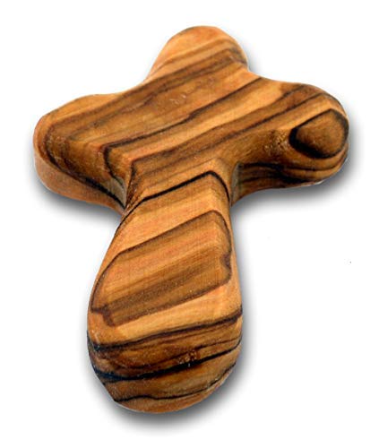 Small Olive Wood Cross | Fits Perfectly in The Palm of Your Hand | Keep it in Your Pocket or Purse | Makes a Great Baptism, First Communion, or Confirmation Gift!