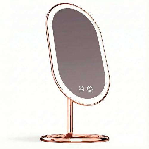 Fancii LED Lighted Vanity Makeup Mirror, Rechargeable - Cordless Illuminated Cosmetic Mirror with 3 Dimmable Light Settings, Dual Magnification - Vera (Rose Gold)
