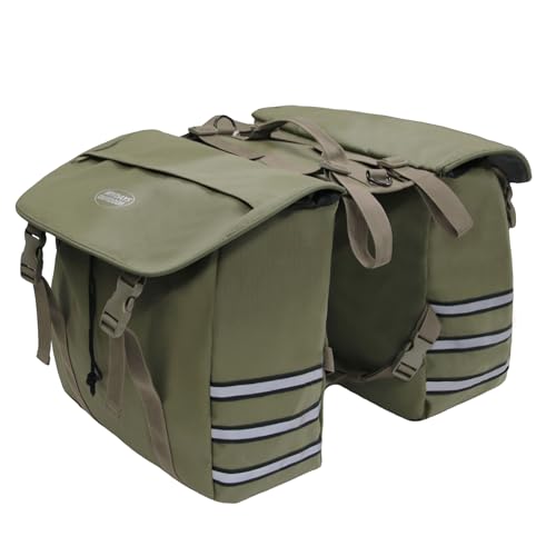 Panniers Bike Bags,Bicycle Saddle Bags,Large Capacity Reflective Strip,Bike Trunk Bag with Panniers,Bicycle Storage Bag,Bike accessories army green Ou
