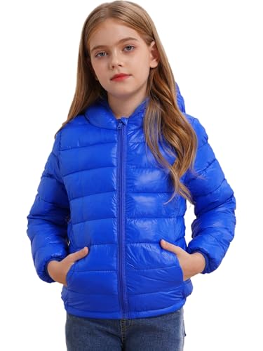 Jhaoyu Boys Girls Winter Coats Long Sleeve Hooded Puffer Jacket Warm Lightweight Zipper Up Outerwear for Kids
