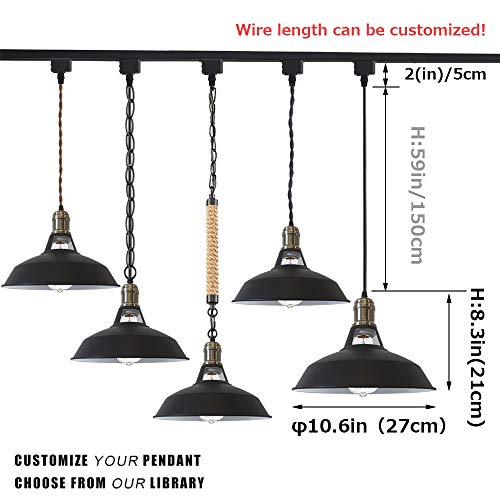 Stglighting Track Mount Pendant Lighting 1-Light H-Type Track Light Dimmable Pendants Black Lampshade Restaurant Chandelier Decorative Pendant Light Industrial Factory Pendant Lamp 1-Light #TOP1