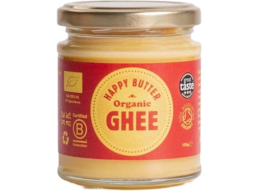 Happy Butter | Organic Ghee 150g Grass-Fed British Clarified Butter | Lactose & Casein Free | Rich in Vitamins A D E & K | Award-Winning Organic Ghee for Cooking Baking & Bulletproof Coffee |