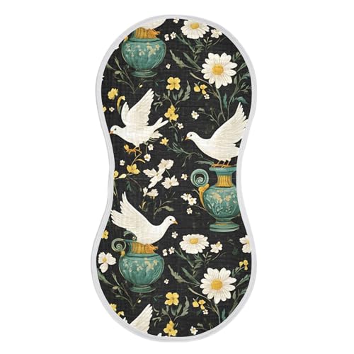 xigua White Doves Muslin Baby Burp Cloths Set of 2, Super Soft & Absorbent Burping Rags, Cotton Burp Clothes Shower Gift for Newborn, Baby Girls and Boys