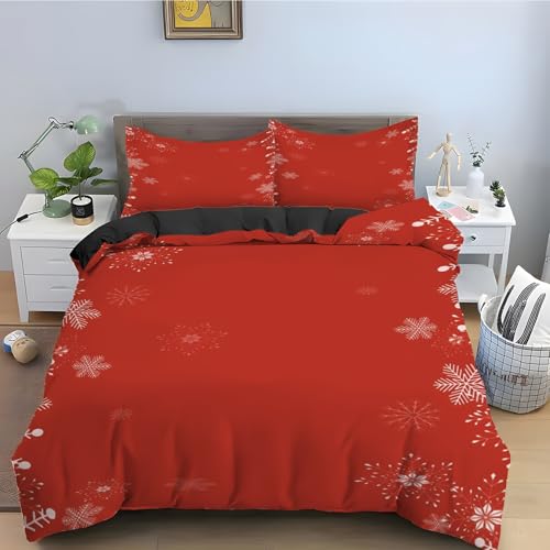 Housse de couette 240x260 rouge infroissable avec fermeture éclair zip - 2