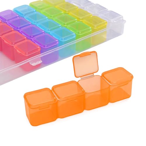 Image of Diamond Painting Storage Box 2-Pack - 56 Grids (28 per Box) Organizer Labels Included Colorful Plastic Containers for Rhinestones, Beads & DIY Crafts