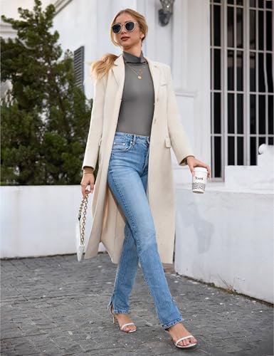 Aottori Damen Langarmshirt Set Baumwolle Unterwäsche Elegant Rollkragenshirt Stretch Basic Top Thermooberteile Tunika T-Shirt Sexy Frühling Herbst Schwarz+Dunkelgrau+Khaki L