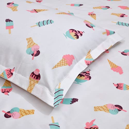 haus & kinder 100% Cotton Kids Bedsheet for Single Bed, 1 Single Bedsheet Cotton (88 x 57 Inches) with 1 Pillow Cover| 186 TC Trendy Prints (Popsicle White) (B09RKG13N6) Amazon Price History, Amazon Price Tracker