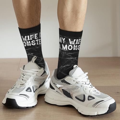 My Wife Is A Monster Unisex Cushion Crew Sock Soft Casual Mid-Calf Socks2