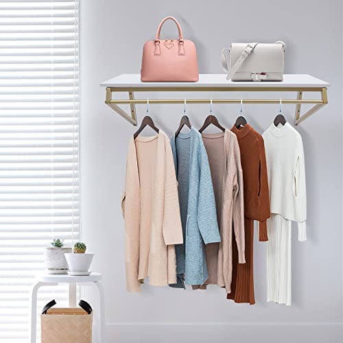 Perchero de pared con estante superior y barra desmontable resistente 3