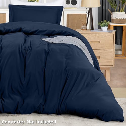 Utopia Bedding Duvet Cover Twin Size - 2 Piece with Zipper Closure - 1 Comforter Cover 68X90 Inches & 1 Pillow Sham 20X26 Inches (Navy) Comforter Not Included