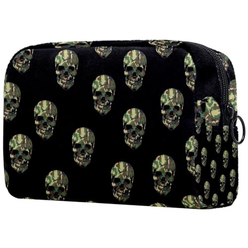 Trousse per cosmetici con teschi feroci per donne grande astuccio per trucchi da viaggio organizer per articoli da toeletta Multicolore 1 Art Deco
