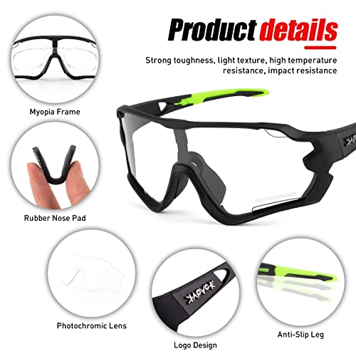 KAPVOE Lunette de Cyclisme Photochromique Homme Femme Tr90 Cadre Lunette Vélo VTT Anti-UV400 Lunette de Soleil Pour Vélo Pêche Course Ski Conduite Pêche - Image 5