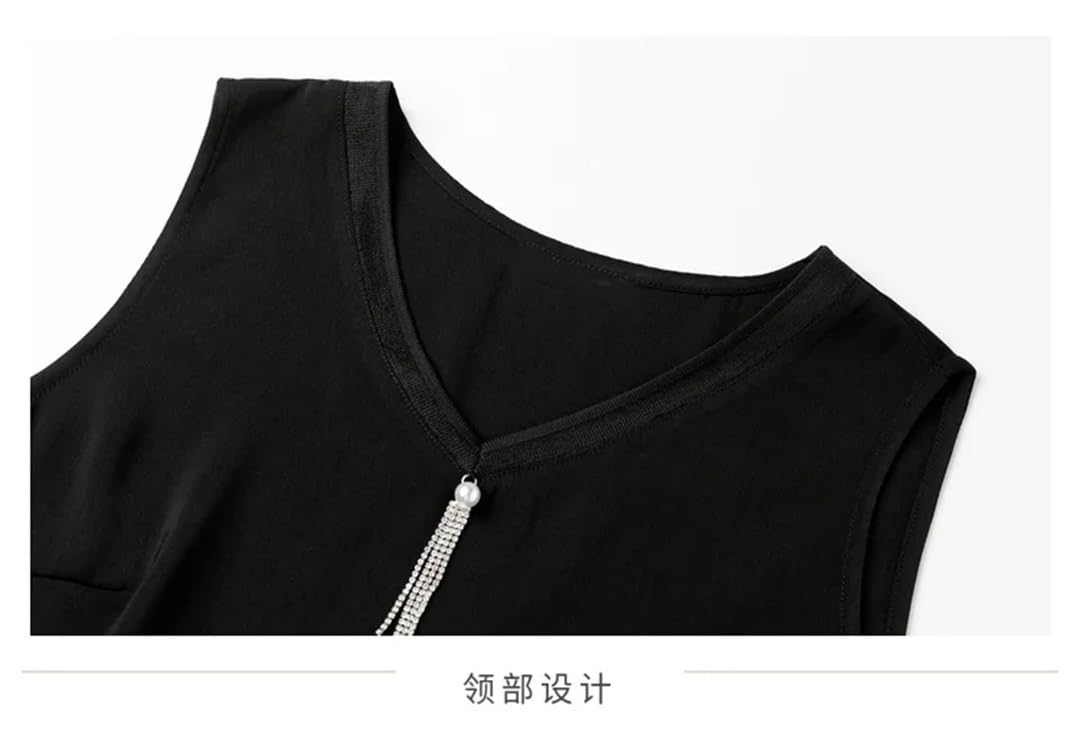 Top estivo da donna con scollo a V in chiffon senza maniche