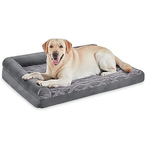 JOEJOY Cama ortopédica para perros en forma de L, 112 x 81 x 15 cm, colchón ergonómico para perros, funda extraíble y lavable, sofá para perros grandes y medianos