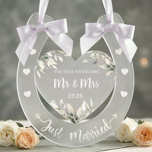 Wedding Horseshoe Just Married Mr and Mrs Gifts for Bride and Groom