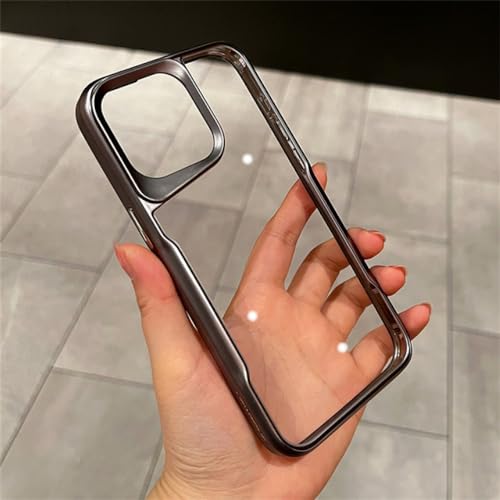 Coque Luxe Transparent de Placage pour iPhone 14 Pro avec Pare-Chocs d'Armure Gris