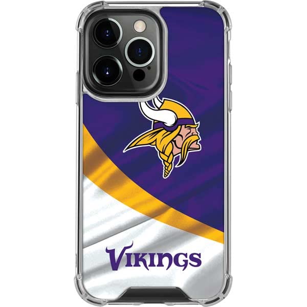 Skinit Clear Phone Case Compatible with iPhone 14 Pro - Officially Licensed NFL Minnesota Vikings Design