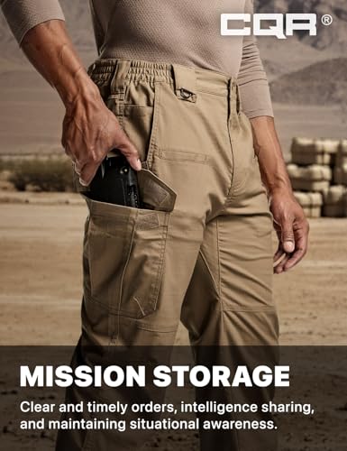 Image of CQR Men's Flex Stretch Tactical Pants, Water Resistant Ripstop Cargo Pants, Lightweight EDC Outdoor Work Hiking Pants