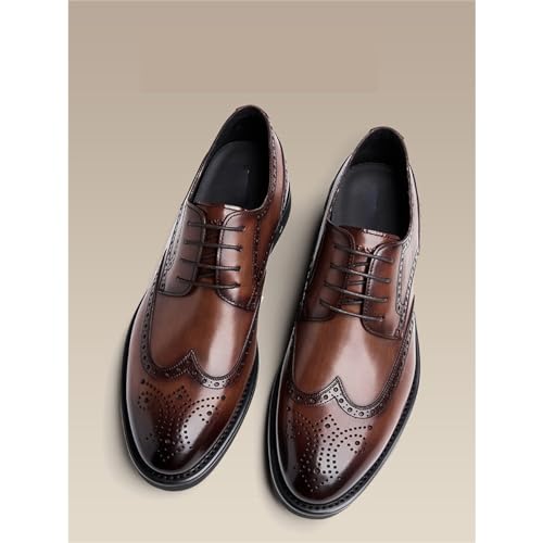 BWSEOBG Men's Brogue Wingtip Retro Business Oxford Shoes Classic Leather Round Toe Lace Up Wedding Formal Dress Shoes Derby Shoes4