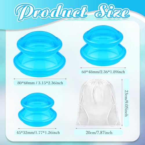 Image of TrelaCo 6 Pcs Silicone Cupping Kit for Massage Therapy,Clear Blue | Cupping Cups 3 Sizes, Suction Therapy for Body Massage Myofascial, Relieves Cellulite Muscle Pain Tension, Studio Household