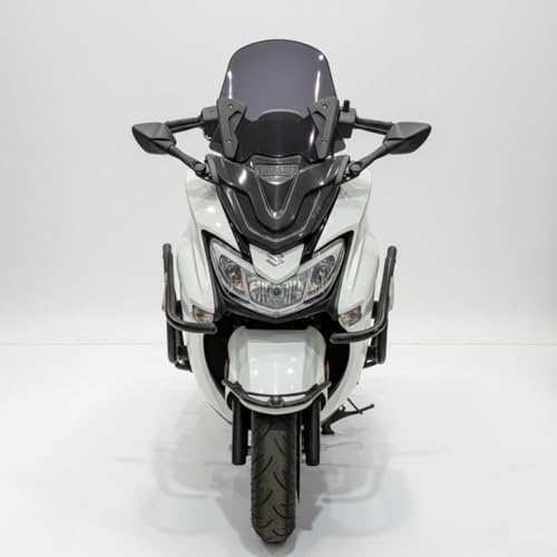 Image of Forza Kit Accessories for Suzuki Burgman Street 125 - Black Mask, High Windshield, Foldable Mirrors & Complete Fitting Set - Stylish Upgrade for Comfort, Protection & Aerodynamics