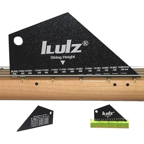iLuiz Guitar Fret Rocker and Precision String Height Gauge Tool for Bass Guitar, Black Cover