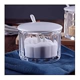 L.BAN Sucrier avec Couvercle ouvrant en céramique et cuillère de Service, sucrier avec récipient en Verre Transparent