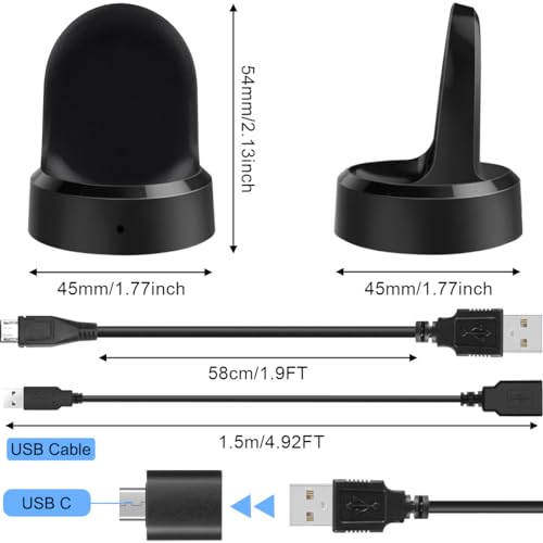 DKARDU Charger for Samsung Gear S2 S3, Charger Cradle Dock Stand Holder USB Charging Cable for Gear S2 S3 Classic Smart Watch, Replacement Watch Charger, 2 Pcs - Thumbnail 7