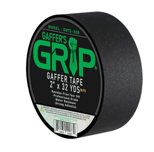 Image of GRIP Premium Grade Non-Reflective Gaffer Tape | Heavy Duty, Matte Black, Residue-Free, Ideal for Photography, Stage, Film, Cable Management, Floors (1, Black, 2 inch x 32 Yards)