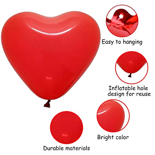 Image of Party Propz Red Heart Balloons For Decoration - 50 Pcs Heart Shape Balloons, Anniversary Balloons for Decorations, Love Balloon For Decoration, Anniversary Decoration Items (Latex)