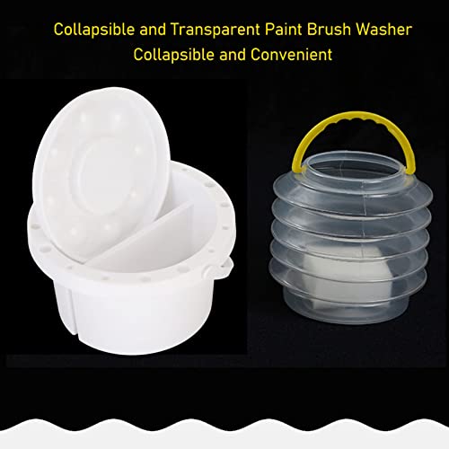 Image of Collapsible Paint Brush Washer Artist Water Cup with Thickened Anti Slip Base Portable Brush Holder and Palette for Watercolor Acrylic Oil Painting Art Supplies