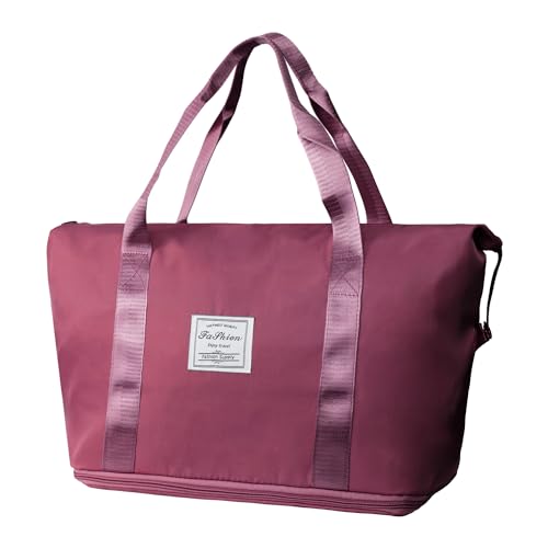 Overnight Weekend Boarding Bag with Back Pocket for storing small ID Carry On Bags with Trolley Sleeve for Airplanes Deep Purple2