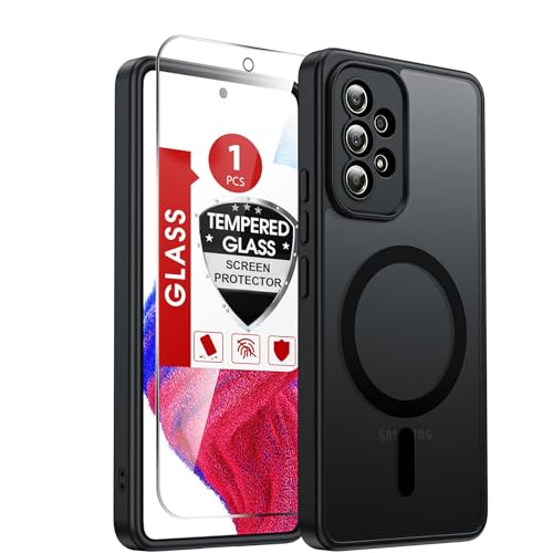 LeYi for Samsung Galaxy A53-5G Phone Case: Samsung A53 Phone Case Galaxya53 Magnetic with Screen Protector, Protective para Unlocked Galaxy A 53 Android Desbloqueados Sansun S53 Cell New Cover, Black