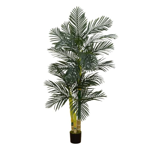 Nearly Natural 6.5 ft Artificial Golden Cane Palm Tree with Nursery Pot