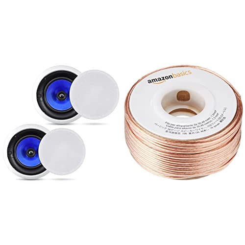 Haut-parleurs encastrés plafond 6,5 pouces double paire avec câble 1,3mm²