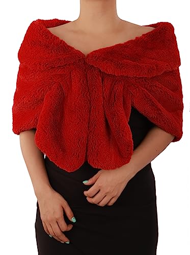 Octwine Wedding Bridal Faux Fur Shawls Wraps Warm Fur Stoles Cover Up Fur Scarfs Soft Light Shawls for Women and Girls2