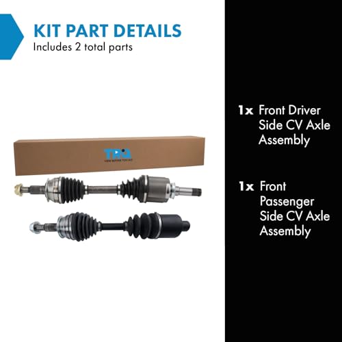 Image of TRQ Front Driver Side and Passenger Side CV Axle Assembly Set 2 Piece Compatible with 10-12 Chevrolet Equinox V6 3.0L 13-16 Equinox V6 3.6L FWD 10-12 GMC Terrain V6 3.0L 13-16 Terrain V6 3.6L FWD