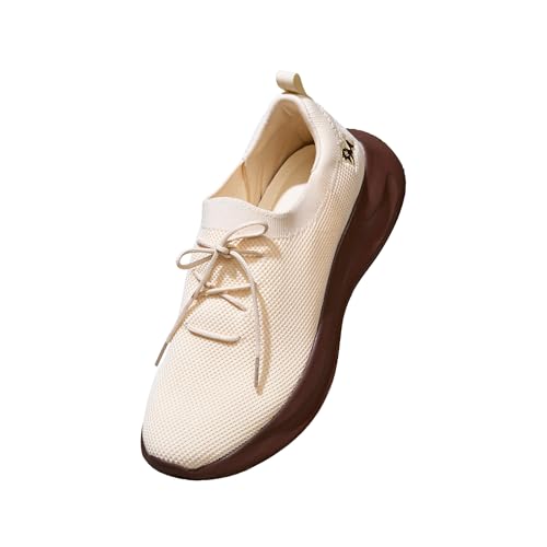 Neeman's ReLive Knit Sneakers Renew for Men | Soft Recycled Knit Upper, Lace-Up Fit Entry, Dual-Density Cushioning & Pressure-Mapped Rubber Pads | Lightweight Casual Walking Sneakers Ivory/Brown