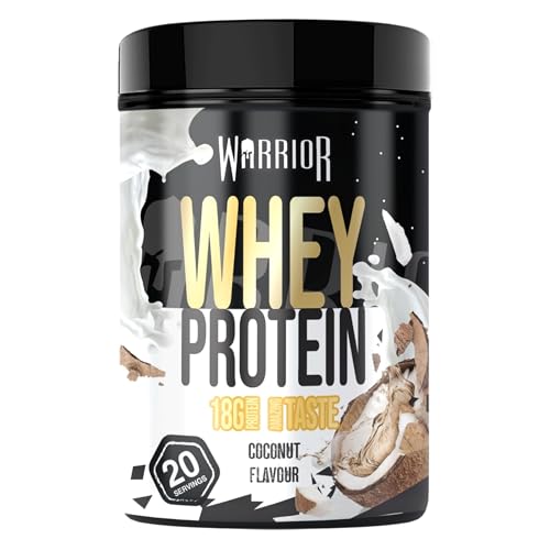 Warrior Whey Proteinpulver 500 g (Kokosnuss) – muskelaturaufbau & Regeneration – Protein-Shake mit BCAAs, kohlenhydratarm & lecker – 20 Portionen für Fitness, Training & Sporternährung