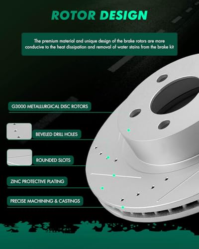 Image of SCITOO Front Disc Brake Rotors Kits Drilled & Slotted Brakes Rotor:54097