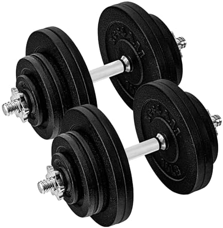 Yes4All Old School Adjustable Dumbbell Set with Weight Plates, St...
