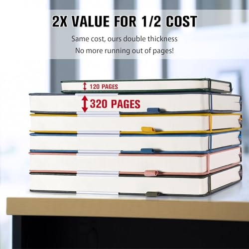 Image of 5 Pack Graph Paper Notebook Bulk, A5, 312 Numbered Pages Grid Journal Set
