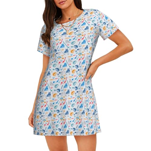 Chemise de nuit hockey pour femme : vêtement de nuit léger imprimé